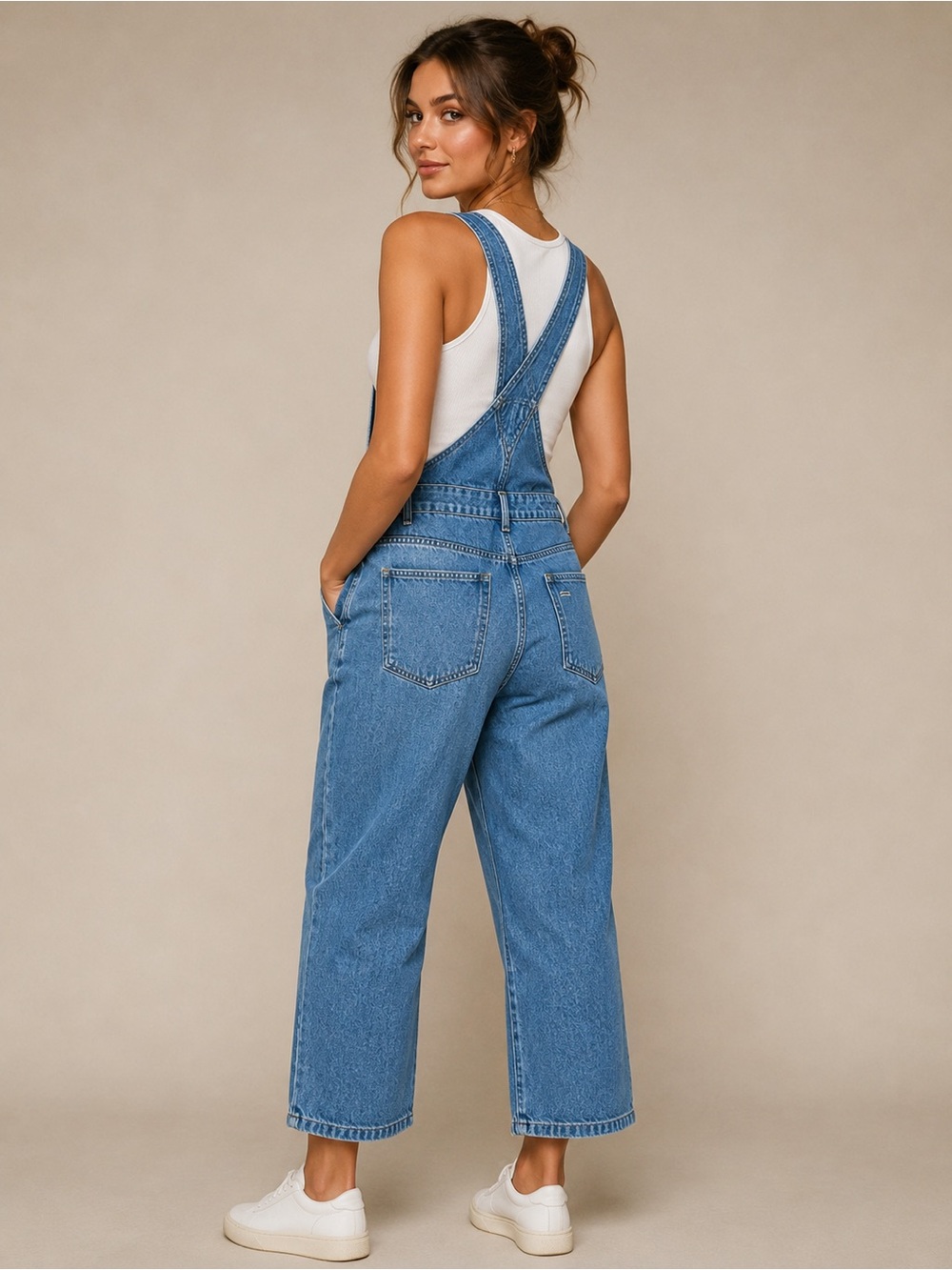 We The Free Women Denim Overalls Light Blue Adjustable Straps Size M NWT - Picture 2 of 13
